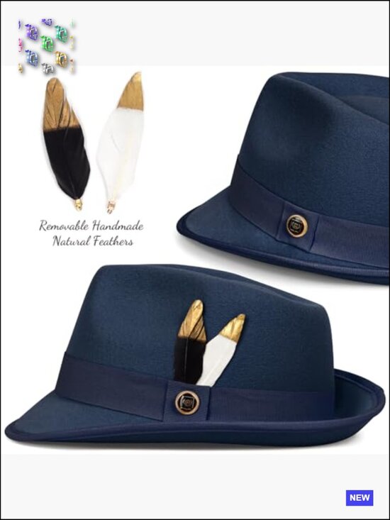Unisex Short Brim Trilby Fedora Hat with Feather Classic Dress Panama Hat main image 6